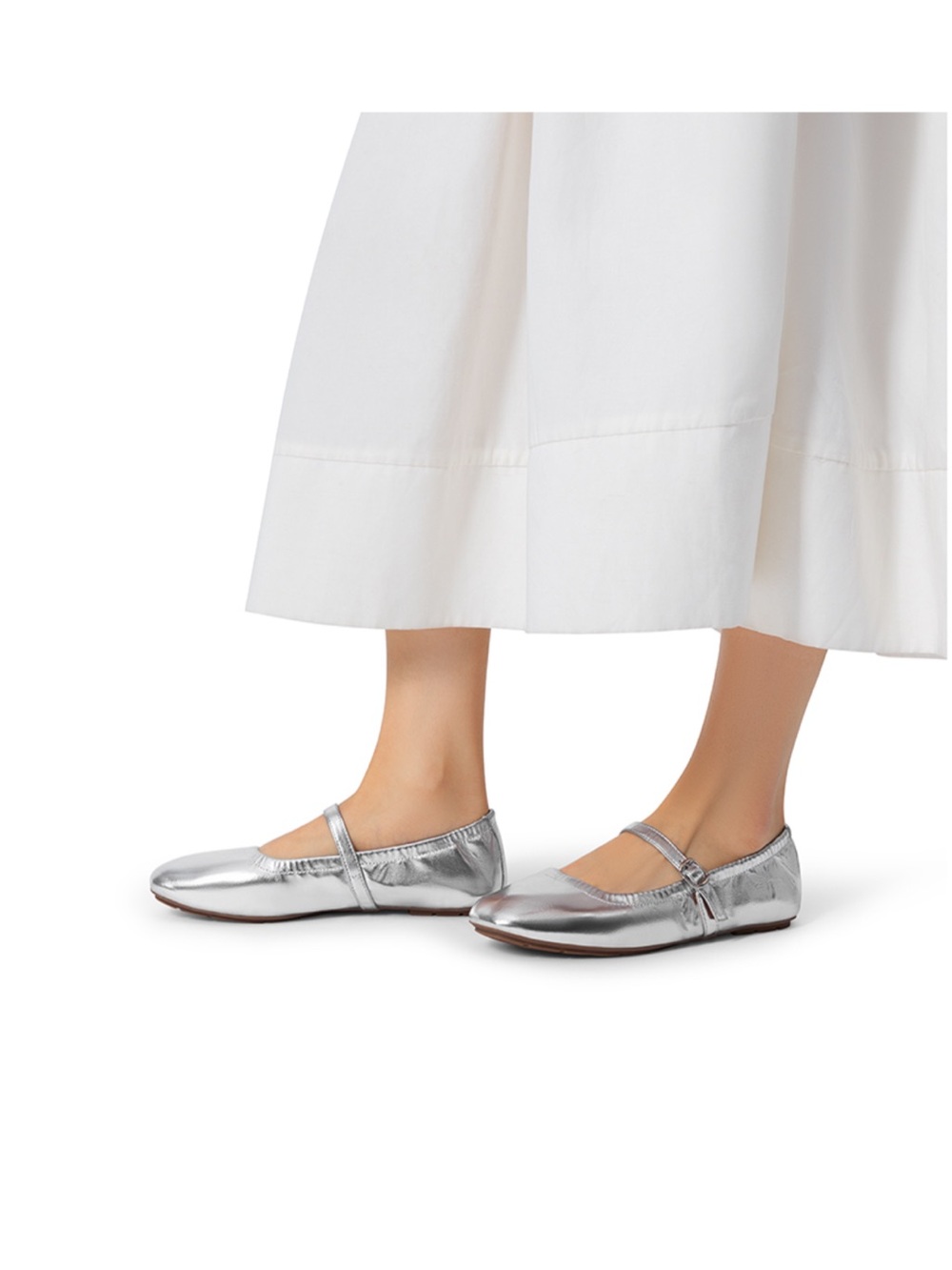 Silver Mary Jane Flats
